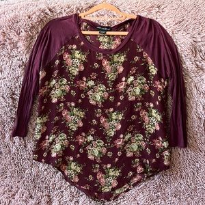 maroon floral top, American Dream size XS